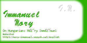 immanuel mory business card
